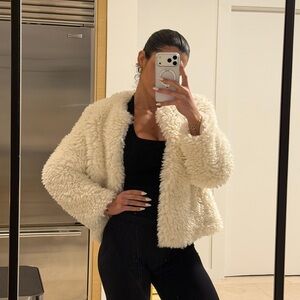 Zara white Faux Fur Jacket